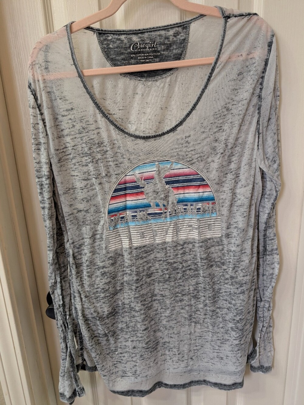 Cowgirl Hardware Rodeo Thin Long sleeve See through Shirt Size XL